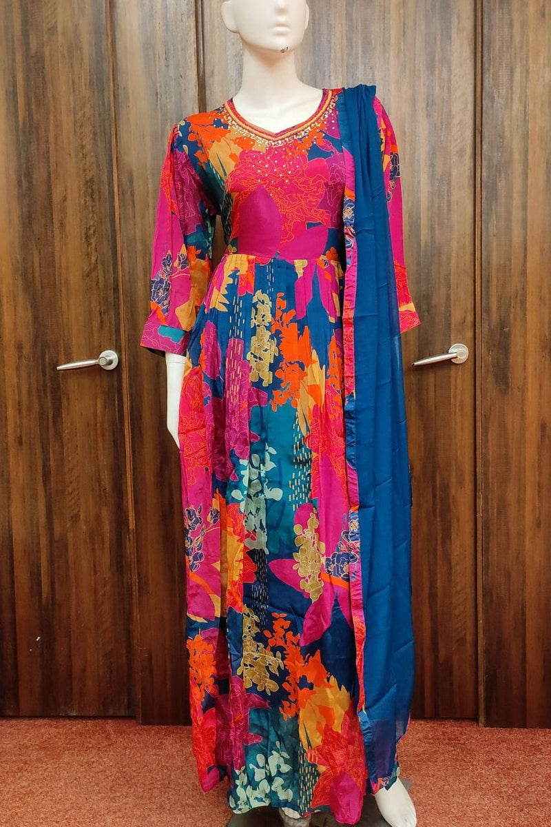 Buy Printed Gown For Diwali Look From Sundari