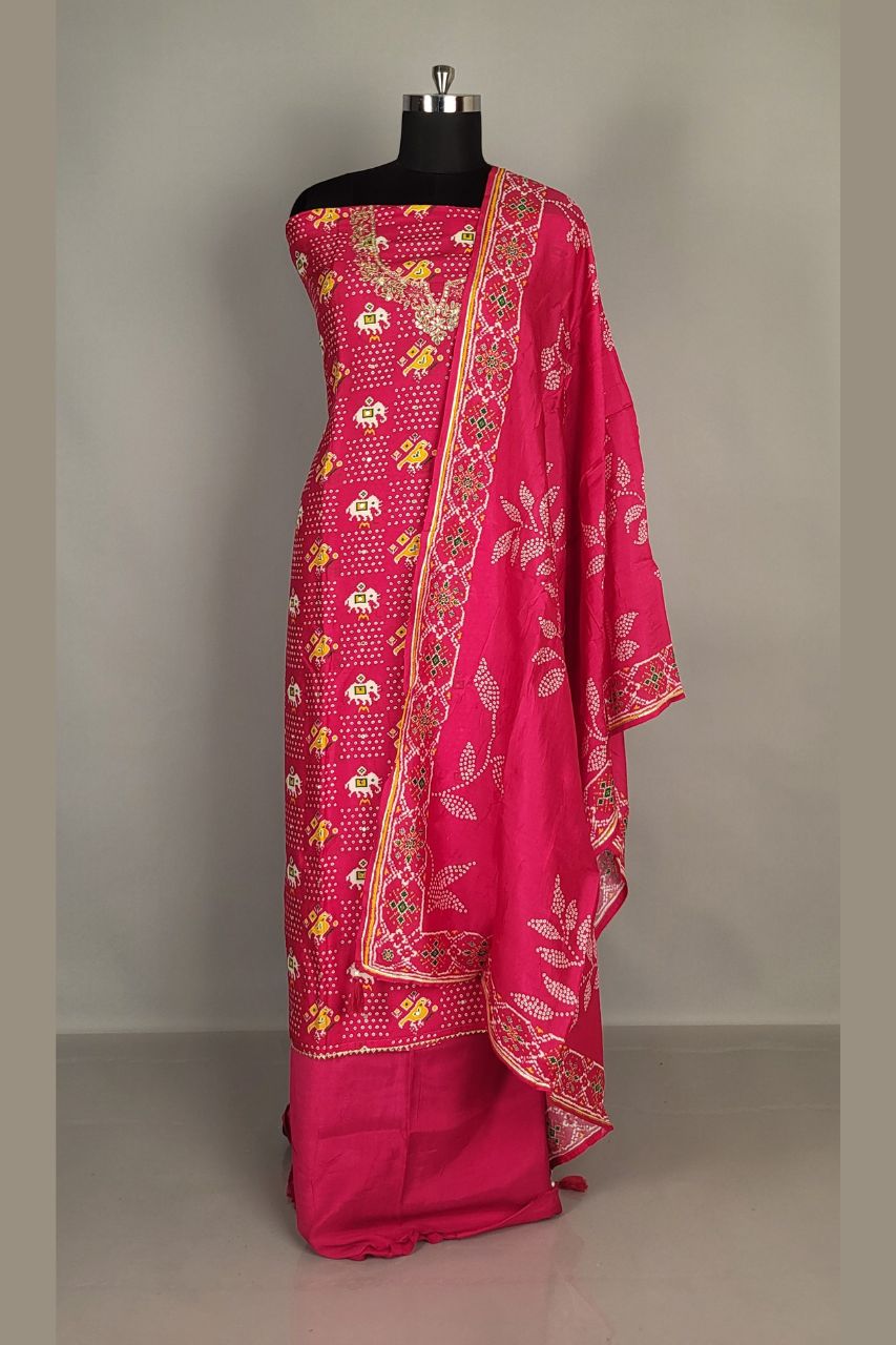 Jaipuri Printed Salwar Suit Piece with Rich Dupatta