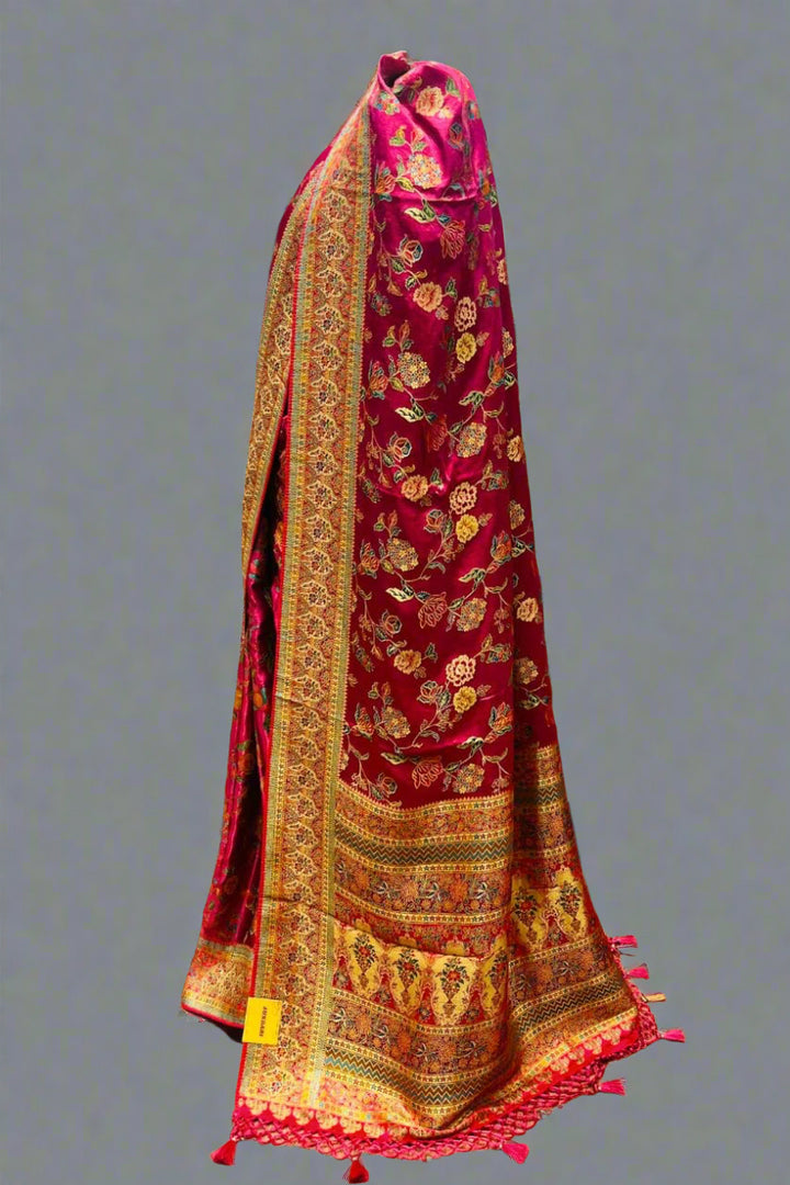 Minakari Saree on Art Kani Silk- Magenta Colour