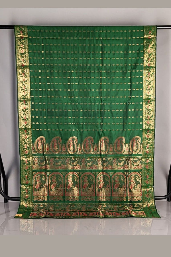 Bengal Baluchari Saree In Green Color