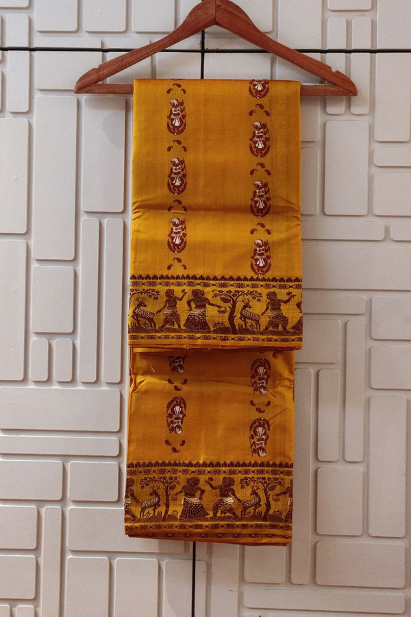 Baluchari Silk Saree In Mustard Color