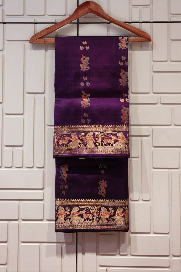 Baluchari Silk Saree In Purple