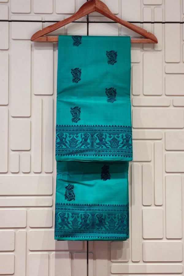 Baluchari Silk Saree In Sea-Green