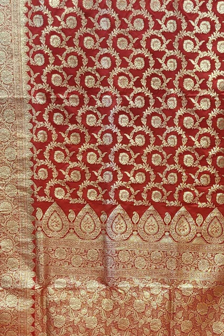 Heavy Bridal Silk Saree with Jaal Work