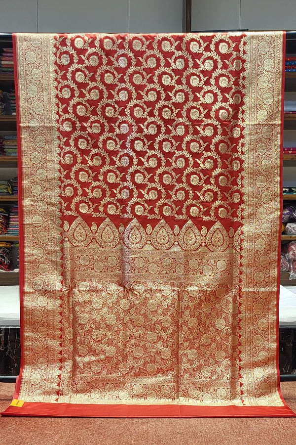 Heavy Bridal Silk Saree with Jaal Work