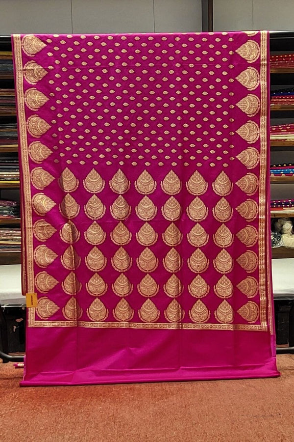 Banarasi Silk Saree In Rani Color