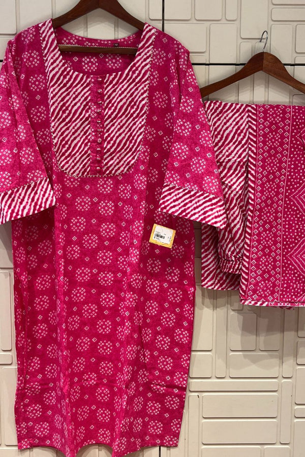 Plus Size Kurta Pant Set in Bandhani Prints