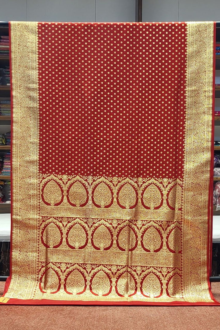 Bridal Banarasi Silk Saree- Small Booti Work
