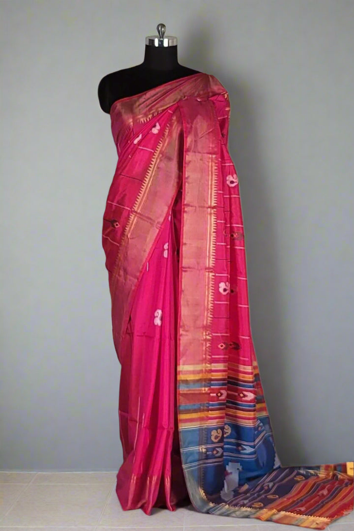 Bishnupur Katan Saree With Resham Woven- Pink Colour