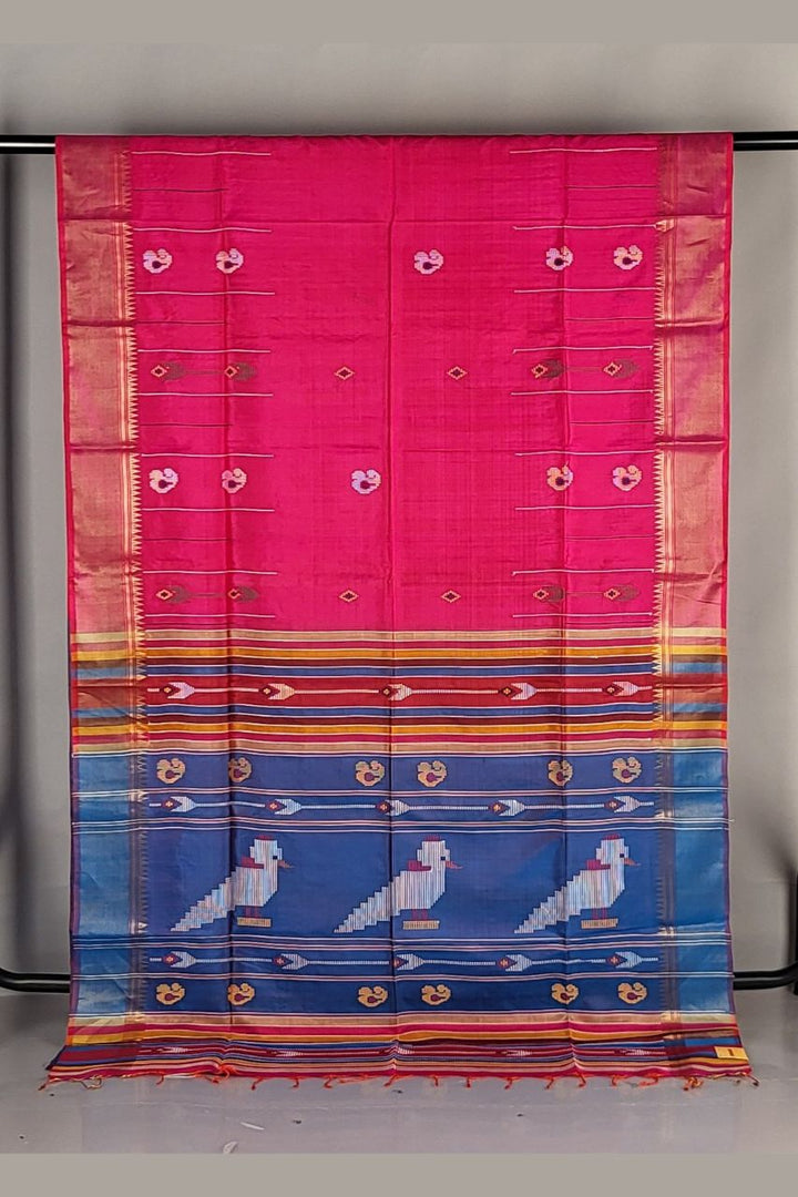 Bishnupur Katan Saree With Resham Woven- Pink Colour