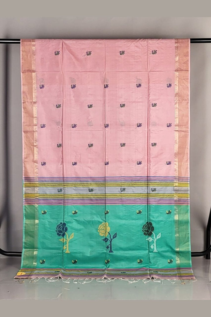 Bishnupur Katan Silk Saree- Pink Color