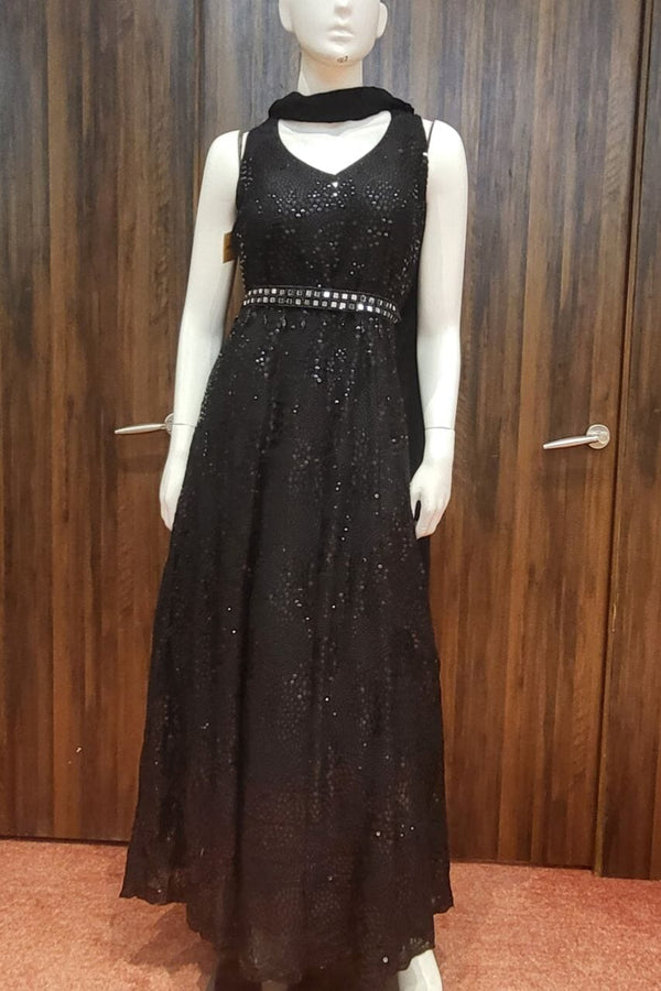 Black Gown With Sequins Work For Party Wear