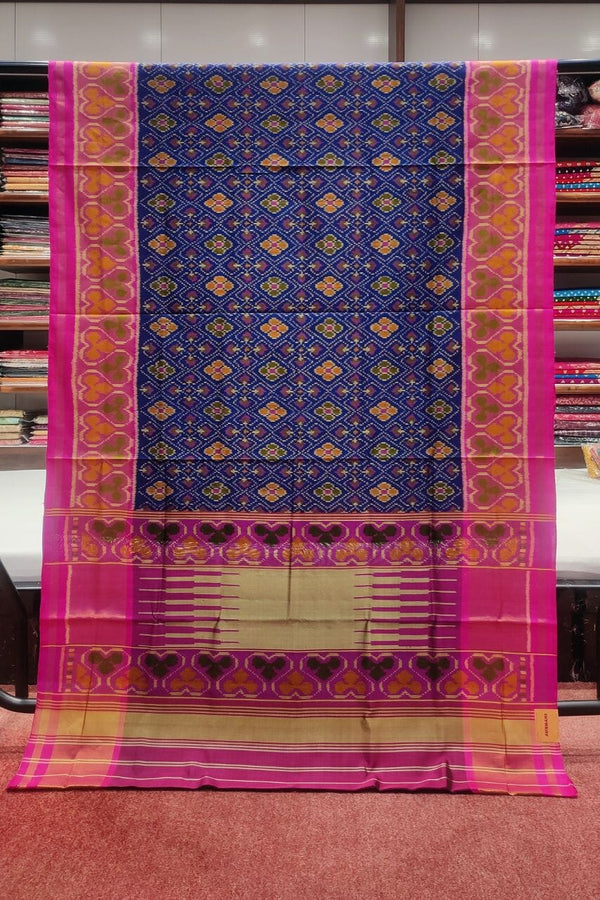 Blue Patola Print Saree In Silk