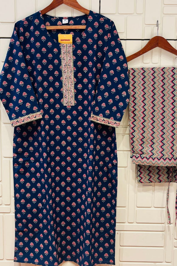 Plus Size Kurta Set in Printed Cotton- XXL