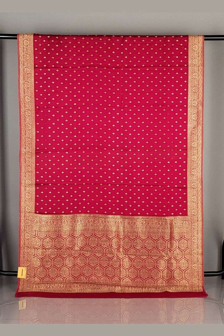 Booti Saree in Red Colour with Golden Zari Work