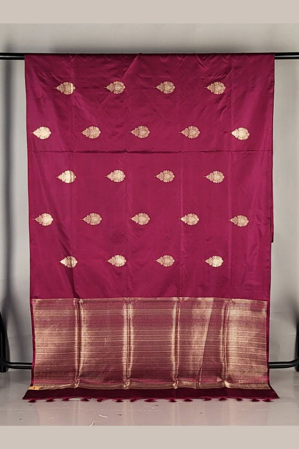 Border Less Katan Silk Saree for Wedding