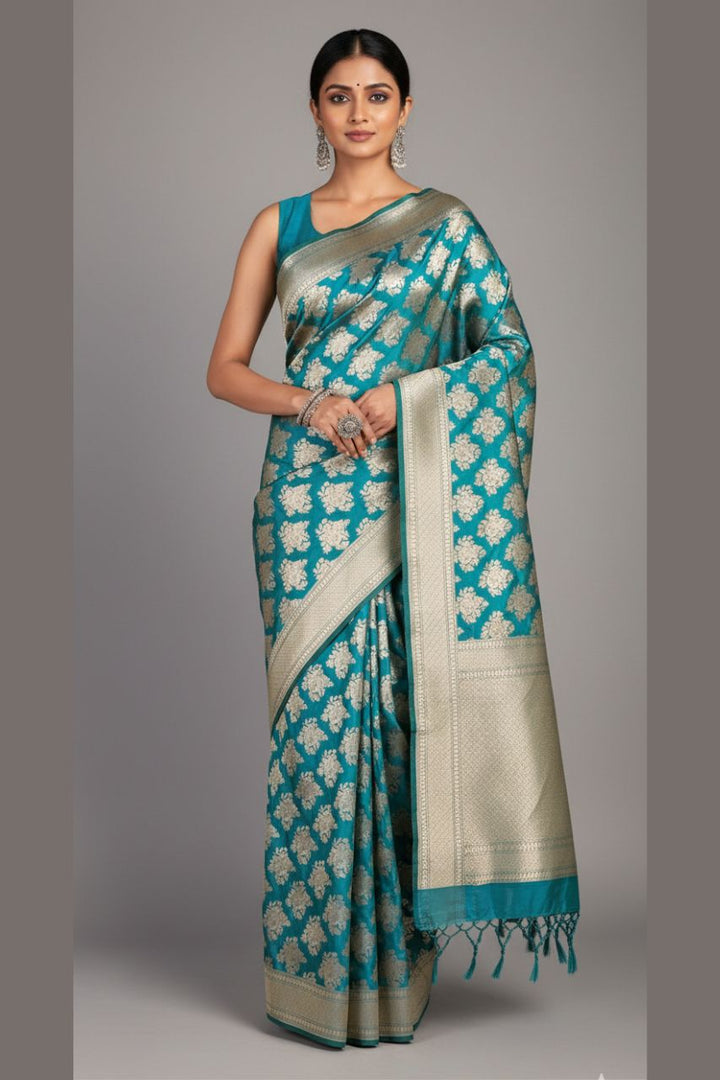 Bridal Katan Silk Saree In Green Colour- Zari Work