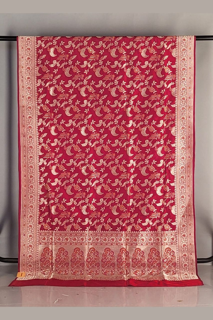 Bridal Silk Saree In Red Colour Katan Fabric