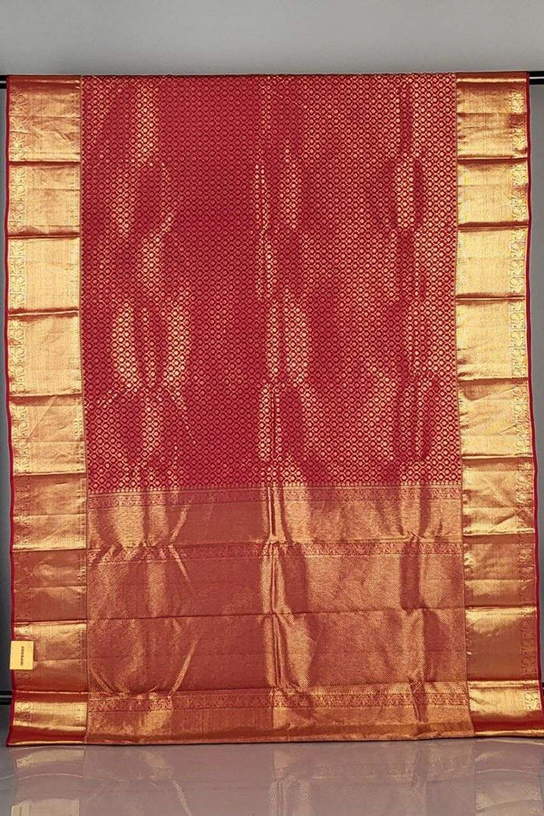 Red Brocade Kanjivaram Silk Saree for Wedding 