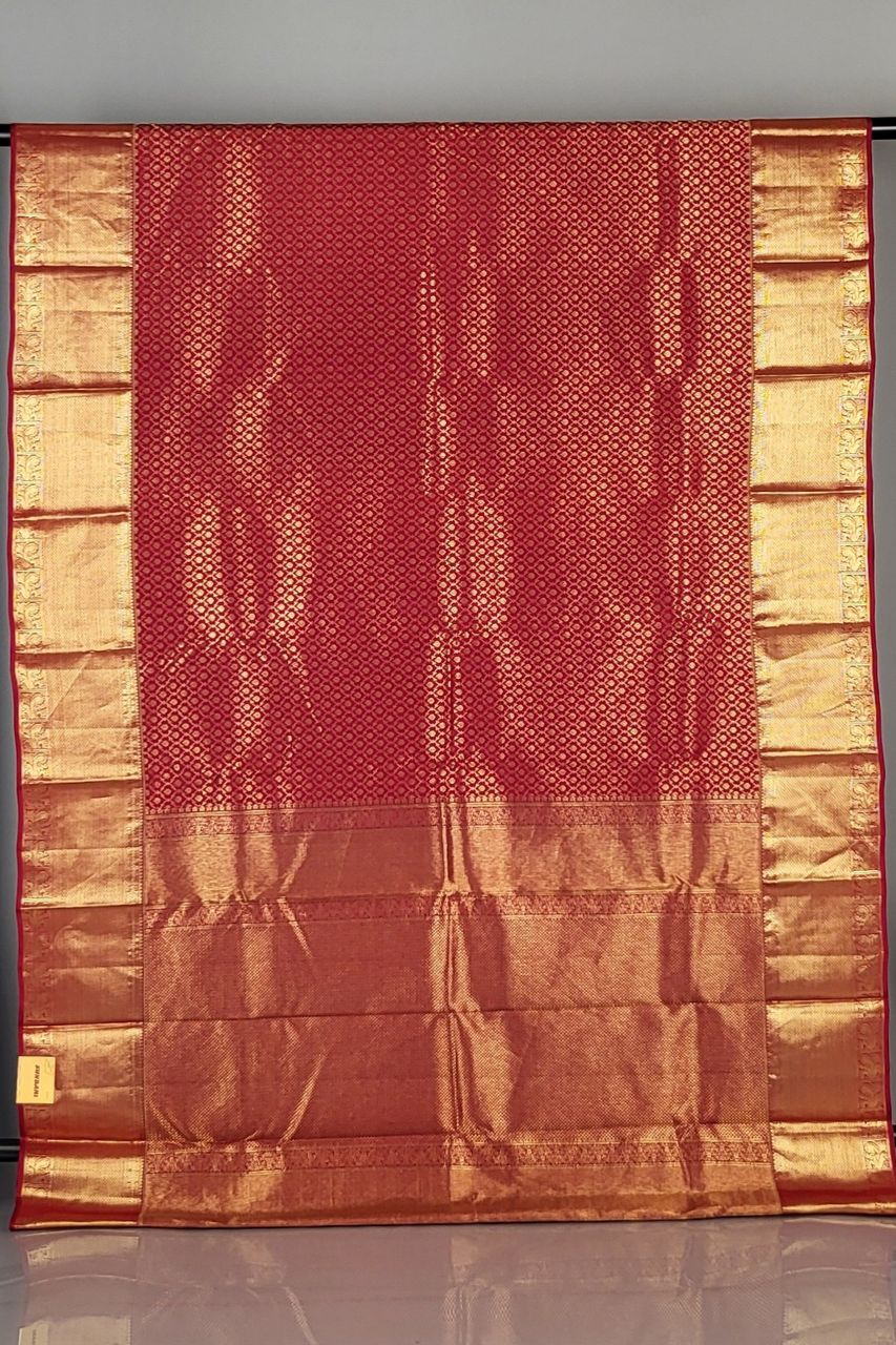 Red Brocade Kanjivaram Silk Saree for Wedding 