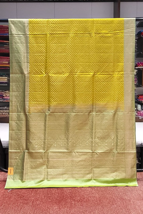 Brocade Uppada Silk Saree In Yellow For Eid Special