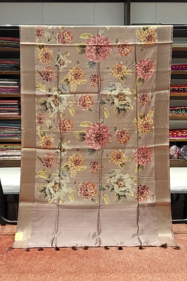 Brown Color Tussar Saree