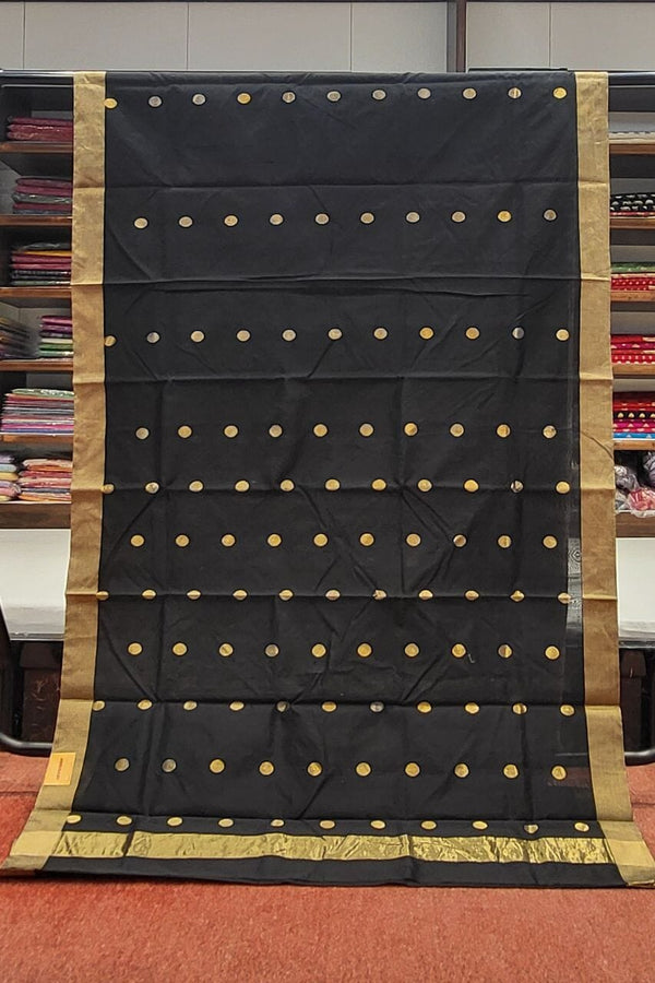 Cot Silk Chanderi Saree With Golden Booti Work