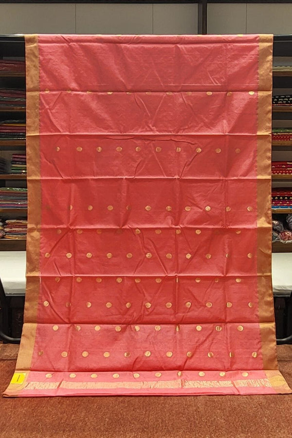 Cotsilk Chanderi Saree With Golden Zari Border
