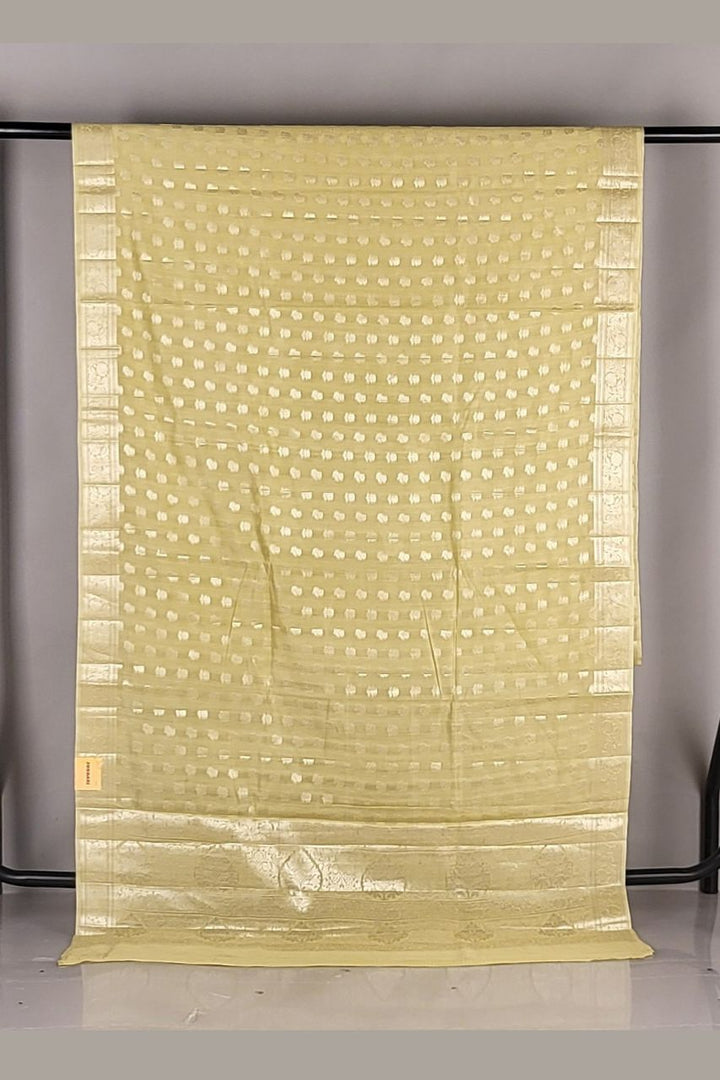 Semi Casual Saree in Chanderi Silk- Green Colour