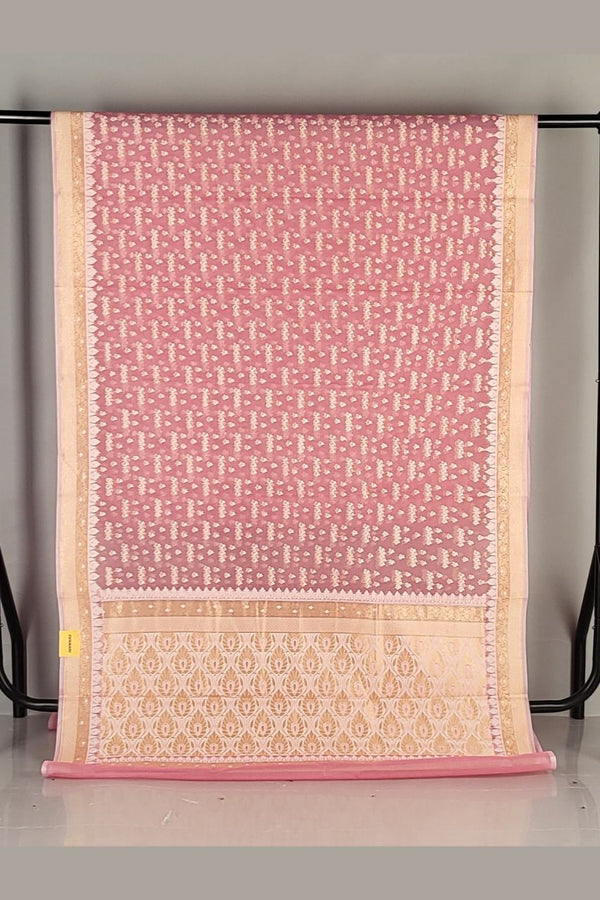 Chanderi Silk Saree with Resham Woven- Pink Colour