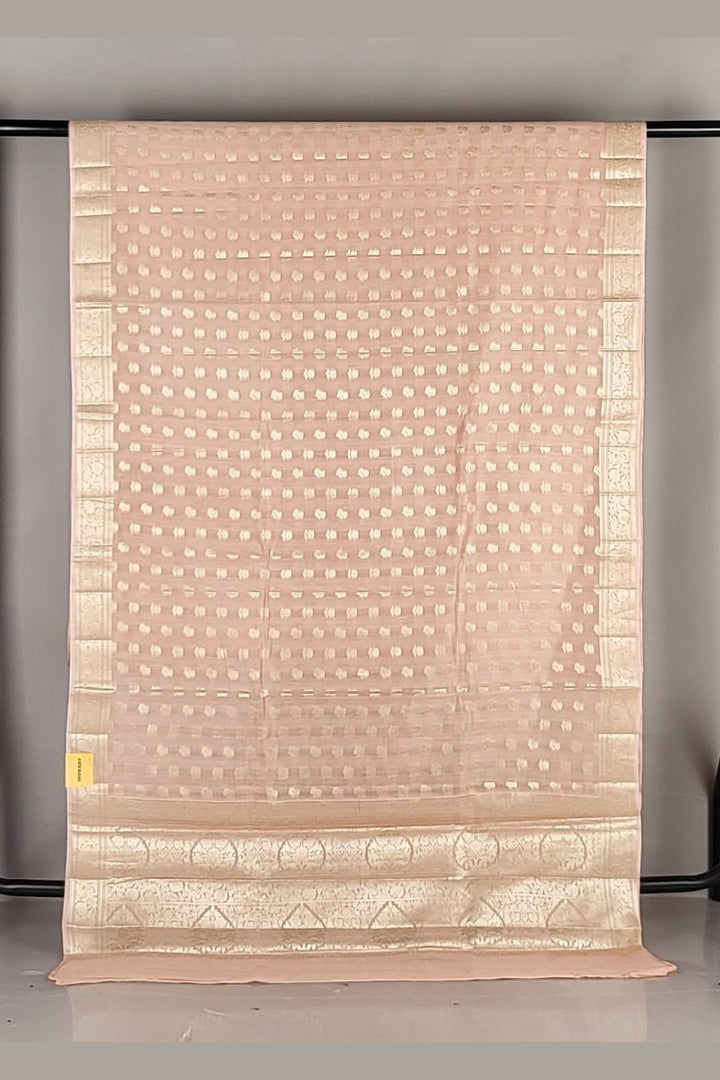 Chanderi Silk Saree with Resham Woven- Beige Colour