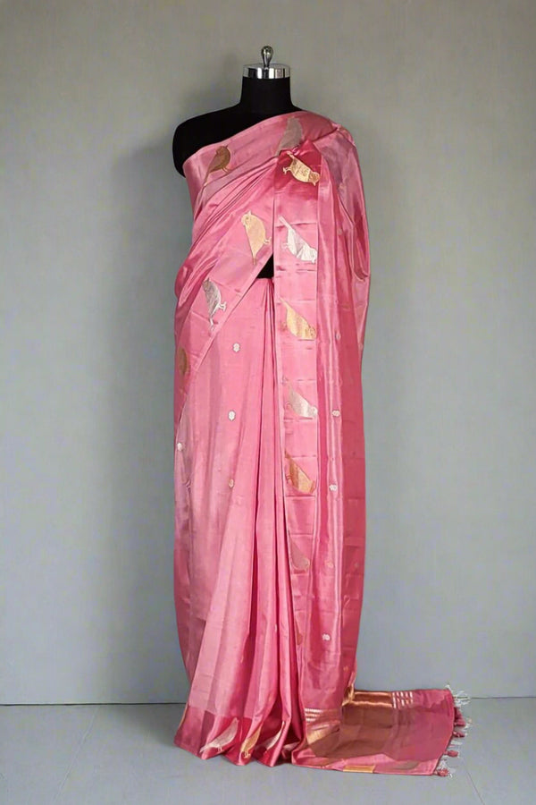 Classic Shikargah Saree in Pink Colour Katan Silk