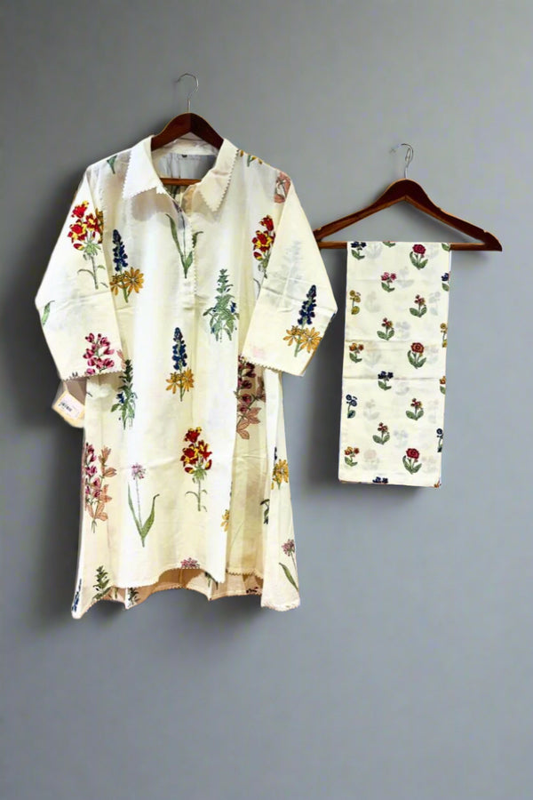 Co-ord Set in Pure Cotton with Collar and Inner