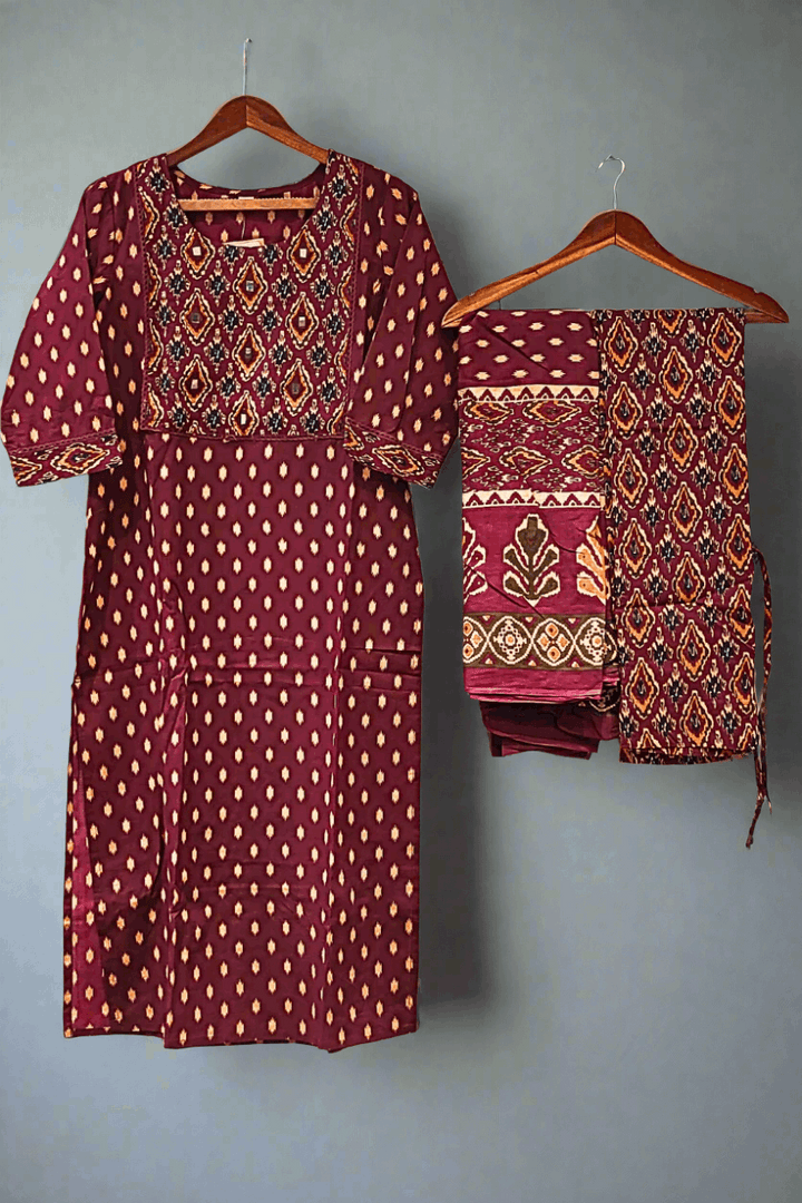 Cotton Salwar Kameez with Same Colour Bottom