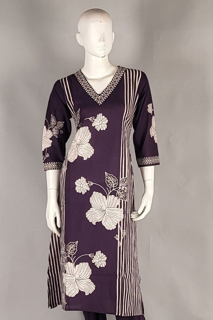 Cotton Kurta Pant Set for Casual Wear- Brown Colour
