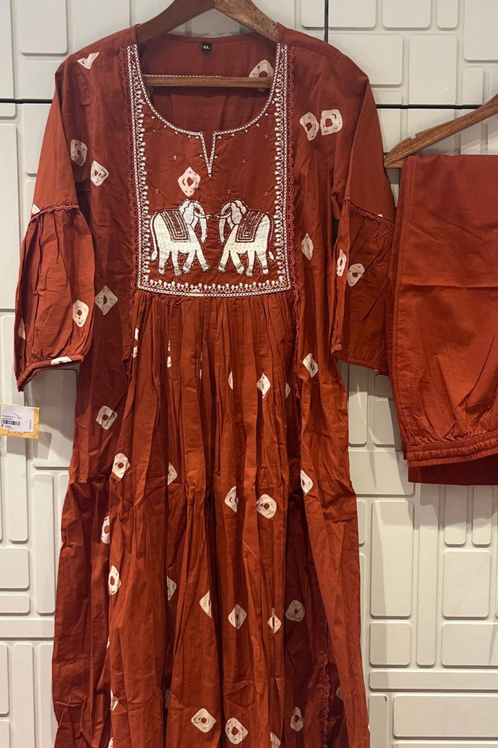 Cotton Salwar Suit With Pant Style Bottom