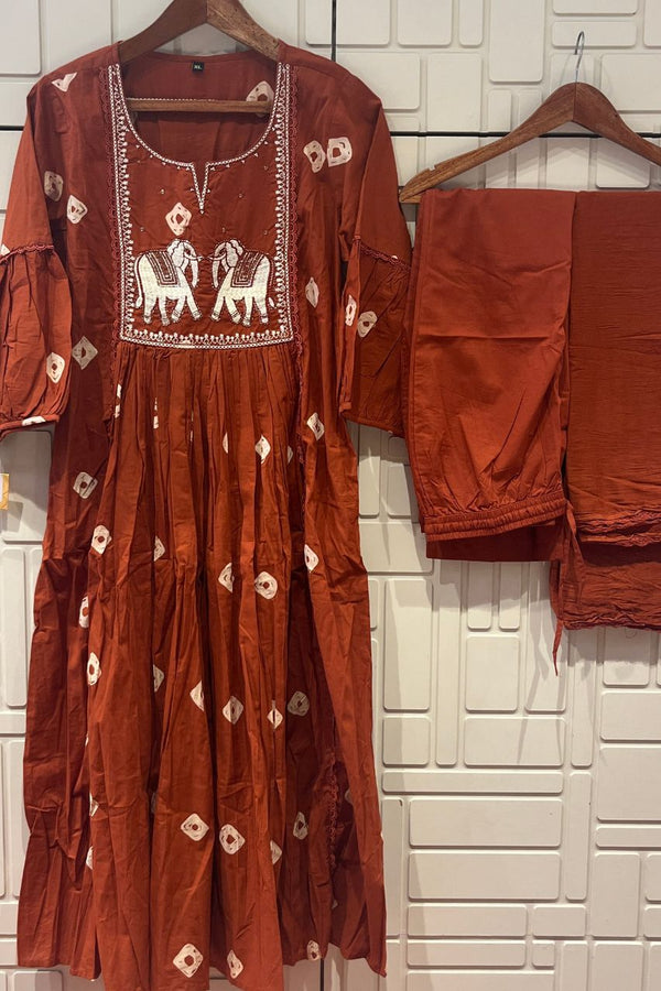 Cotton Salwar Suit With Pant Style Bottom