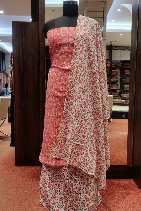 Cotton Salwar Suit Piece With Printed Dupatta