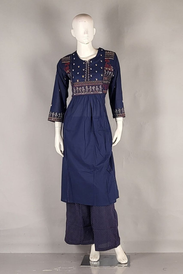 Ready made Slawar Kameez Set in Navy Blue Colour