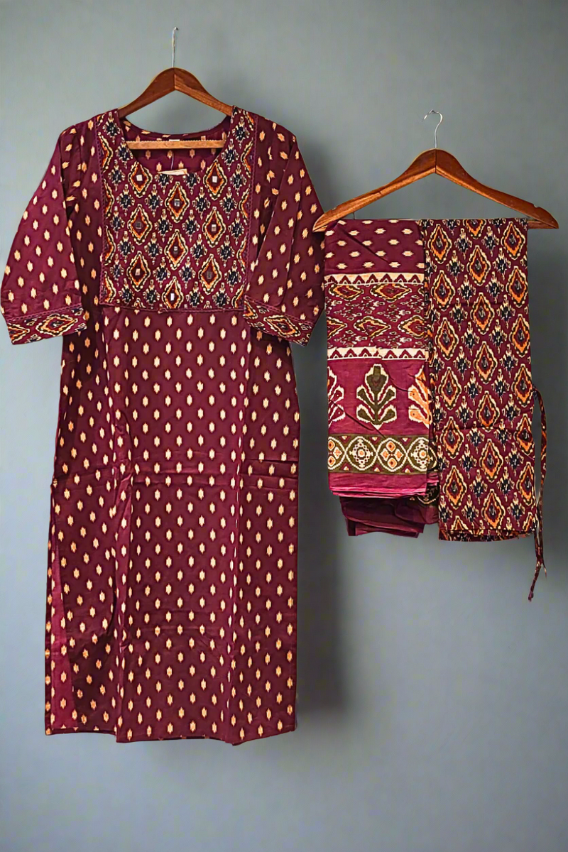 Cotton Salwar Kameez with Same Colour Bottom