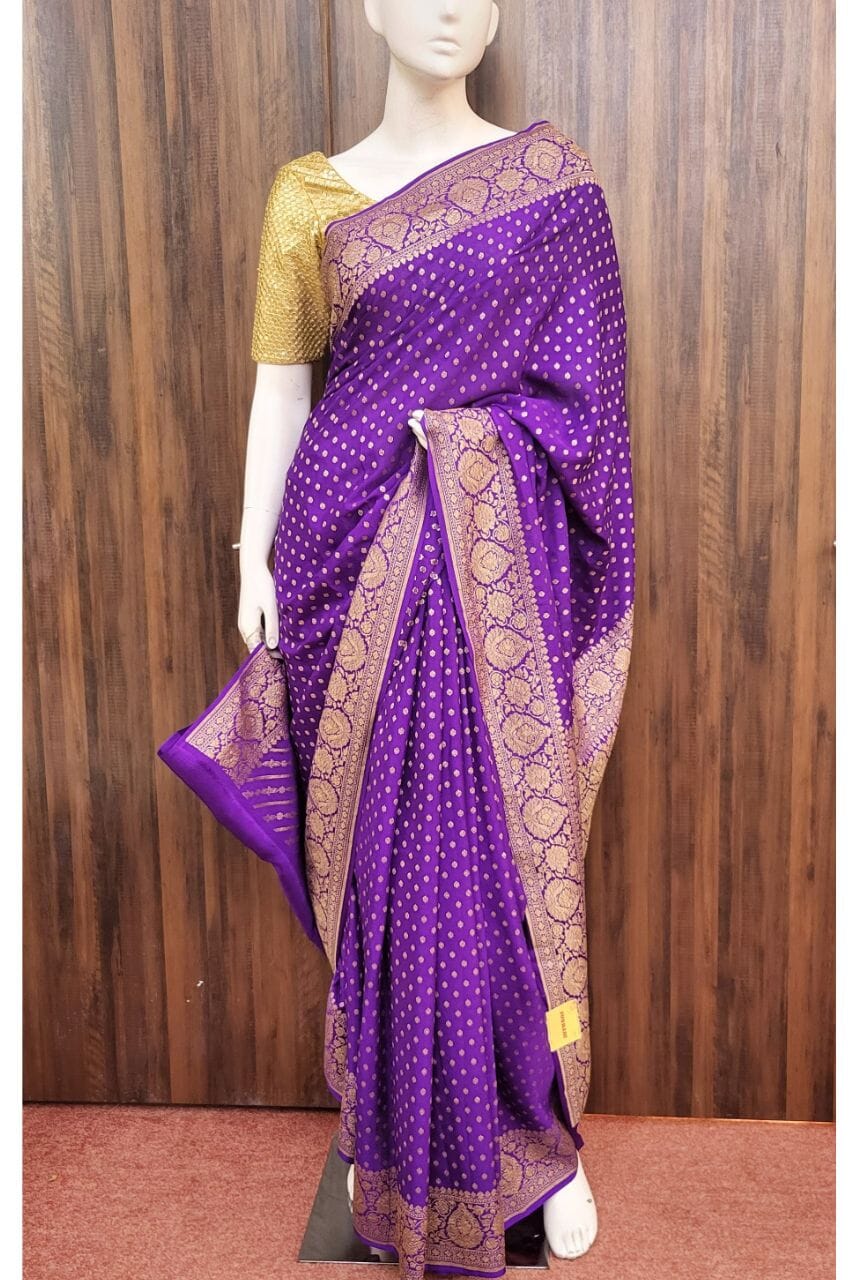 Crepe Silk Saree In Purple Color