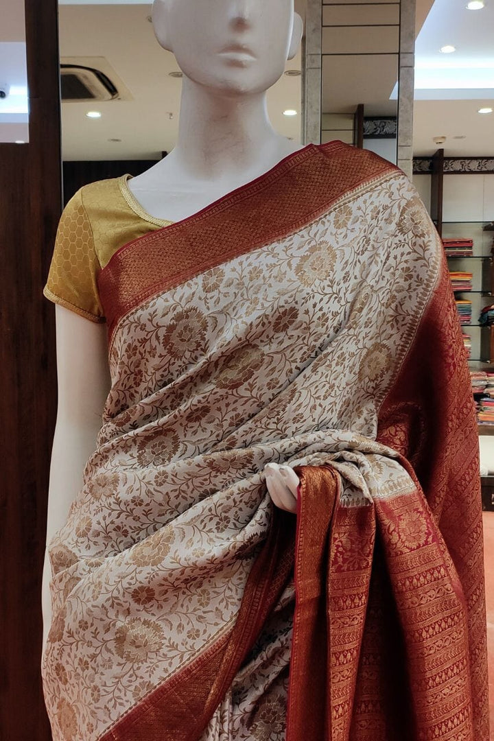 Crepe Silk Saree With Floral Jaal