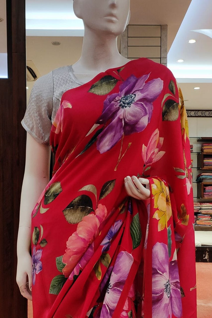 Crepe Silk Saree With Printed