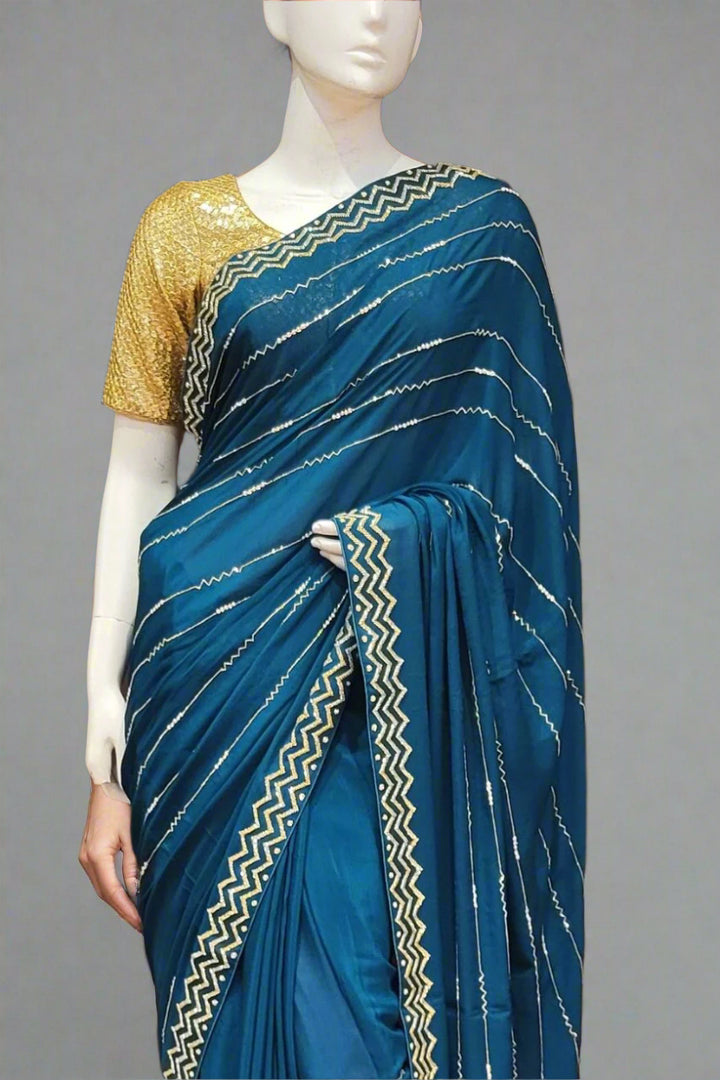 Party Wear Saree with Cutdana Work