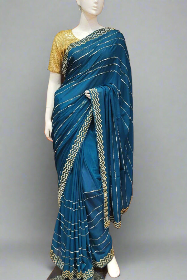 Party Wear Saree with Cutdana Work