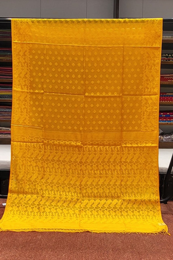 Handloom Dhakai Jamdani Saree With Self Woven Booti