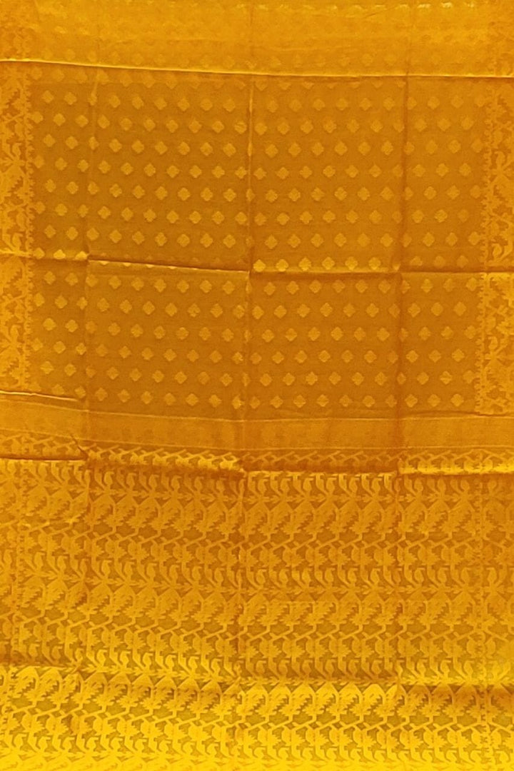 Handloom Dhakai Jamdani Saree With Self Woven Booti