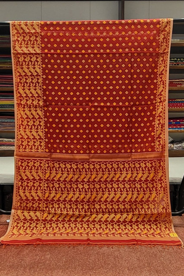 Handloom Dhakai Jamdani Saree With Hazar Booti