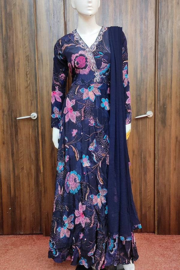 Diwali Party Gown In Navy Blue