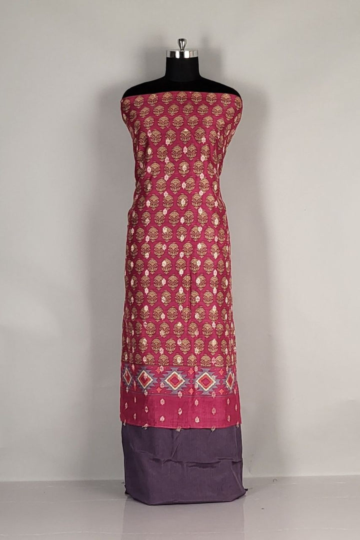 Dress Material In Printed Chanderi Cotton
